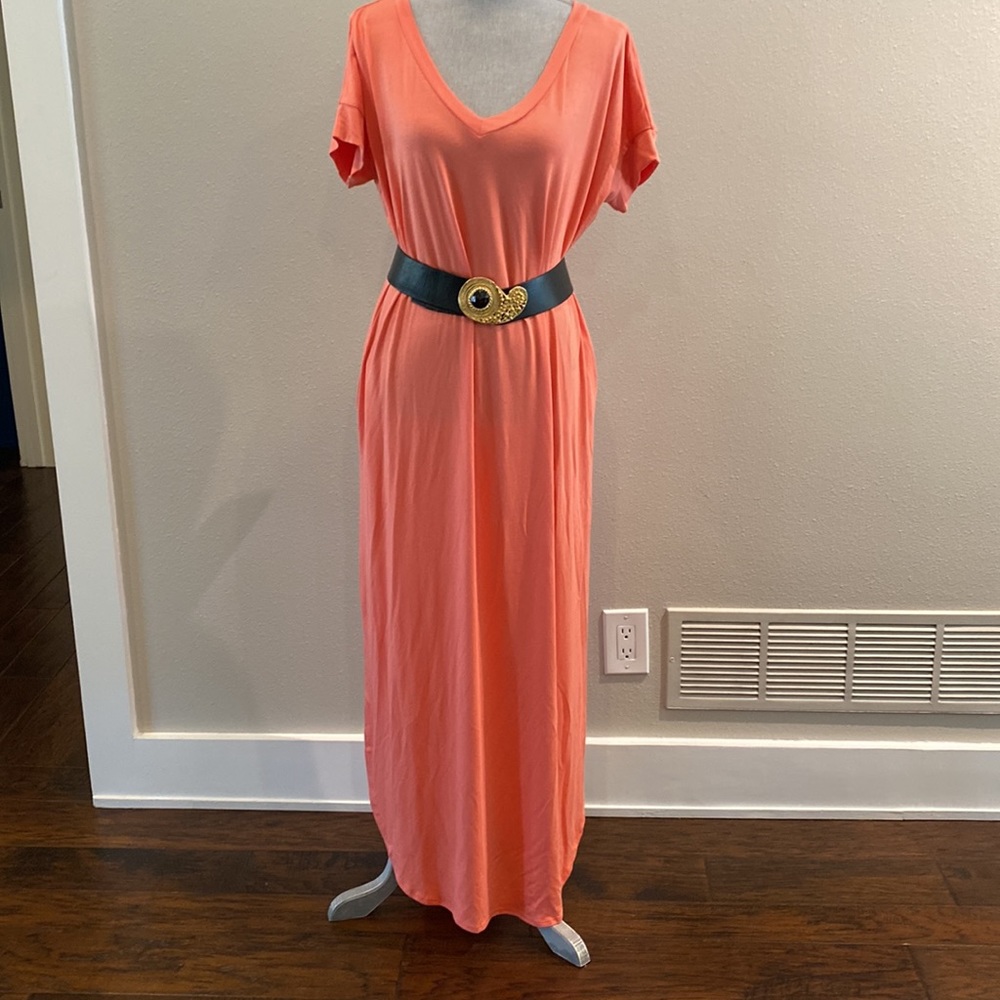 LONG APRICOT LOUNGE DRESS WITH MANY OPTIONS!